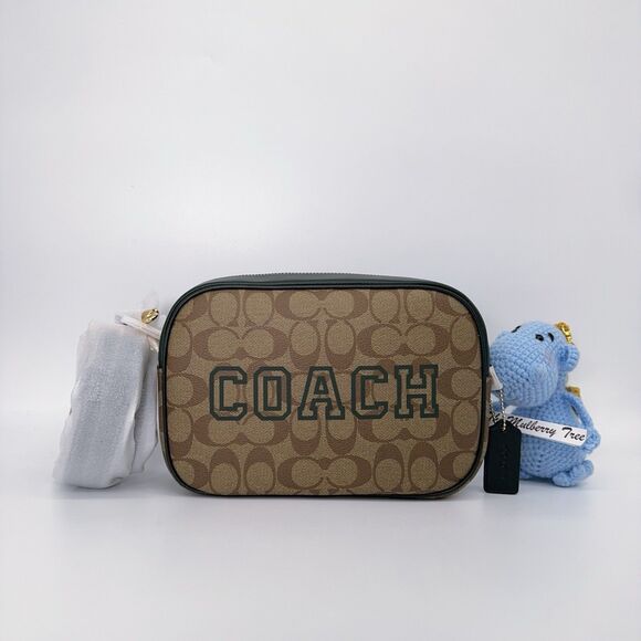 Coach CE599 Jamie Camera Bag In Signature Canvas With Varsity Motif Amazon Green - Picture 1 of 7